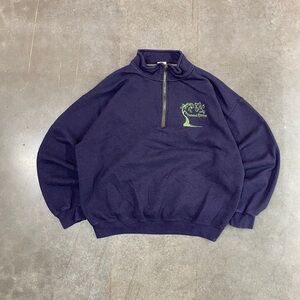 VTG Twisted Vine Quarter Zip Sweatshirt Navy Mens Size XL